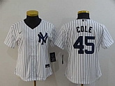 Women Yankees 45 Gerrit Cole White 2020 Nike Cool Base Jersey,baseball caps,new era cap wholesale,wholesale hats
